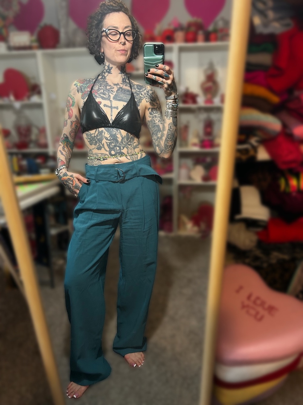 A New Day Size 2 High-Waist Teal Wide-Leg Trousers